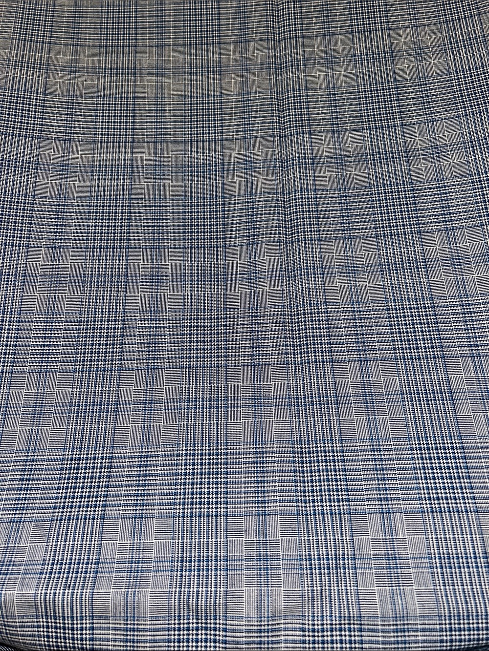 Blue Black and Gray Plaid Suiting Weight Fabric